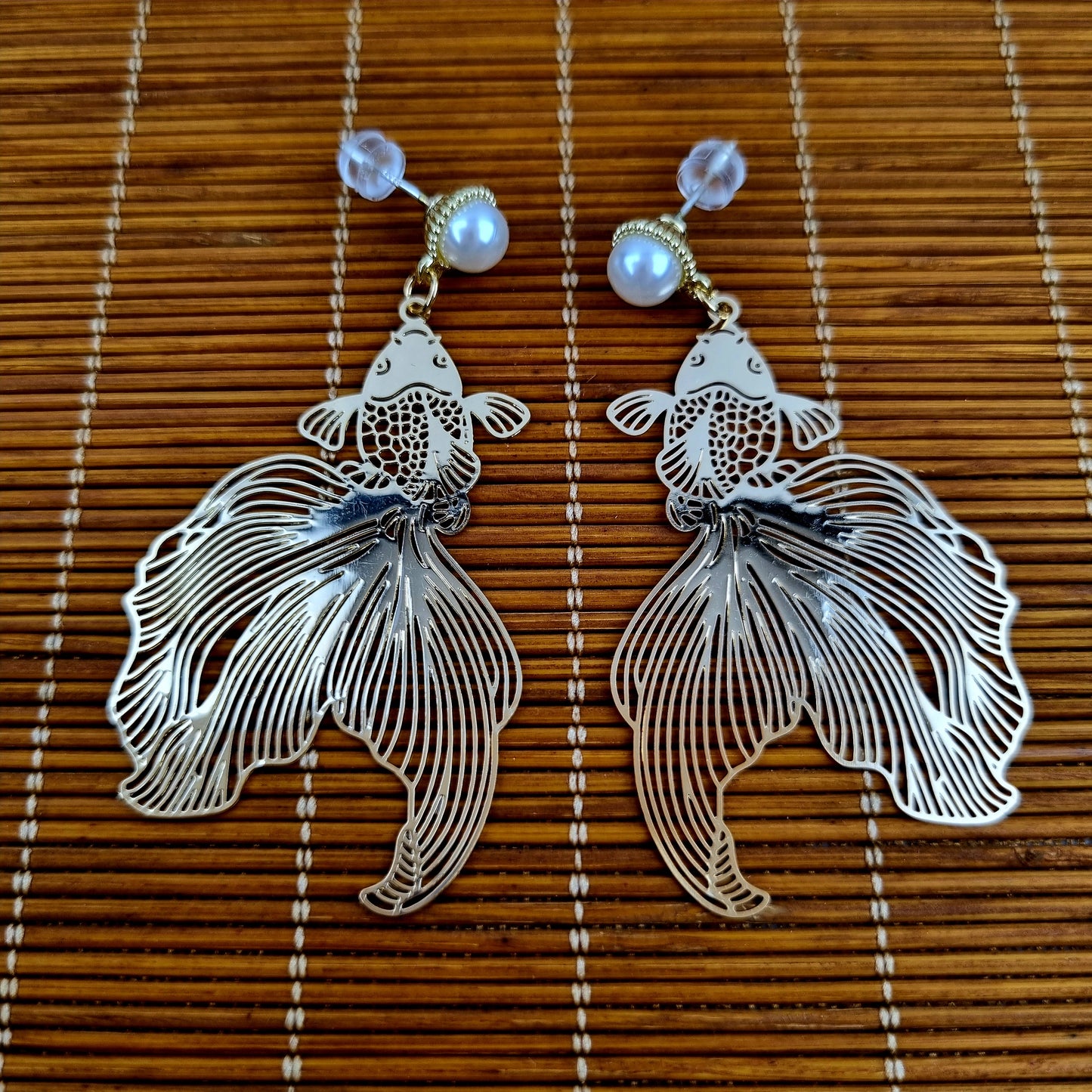 Pearly Goldfish Earrings