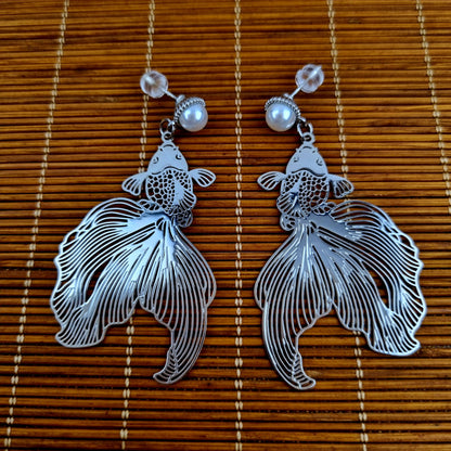 Pearly Goldfish Earrings