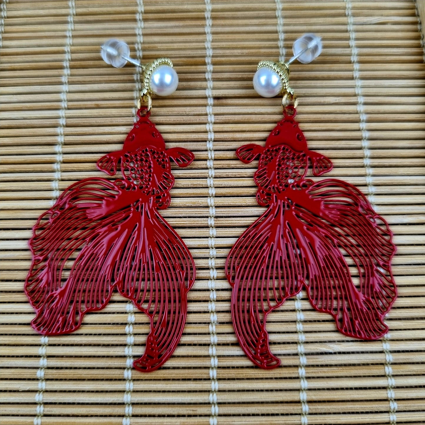 Pearly Goldfish Earrings