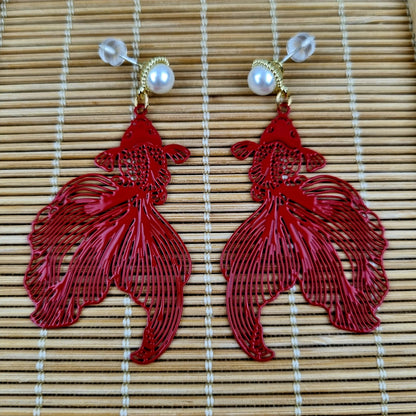 Pearly Goldfish Earrings